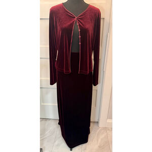 Vintage 90s Burgundy Velvet Skirt Set L Top M Skirt Gothic Witchy Buffy Craft